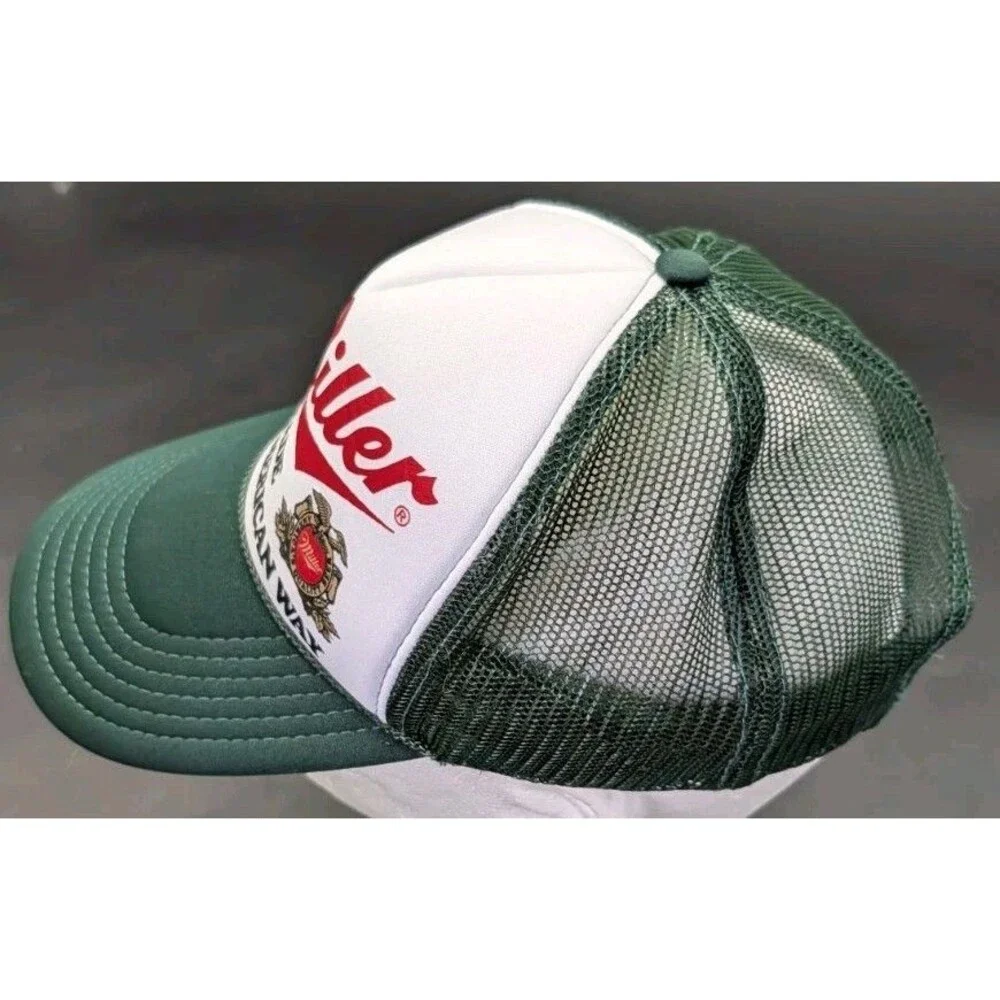 Y2K Miller Beer - Trucker Hat Mesh Snapback - GREEN - Adjustable
